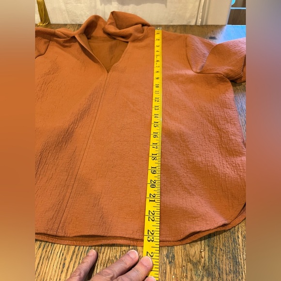 BIANCO & BLU ITALY – Terracotta Tie-Neck Blouse (M) - Picture 10 of 10
